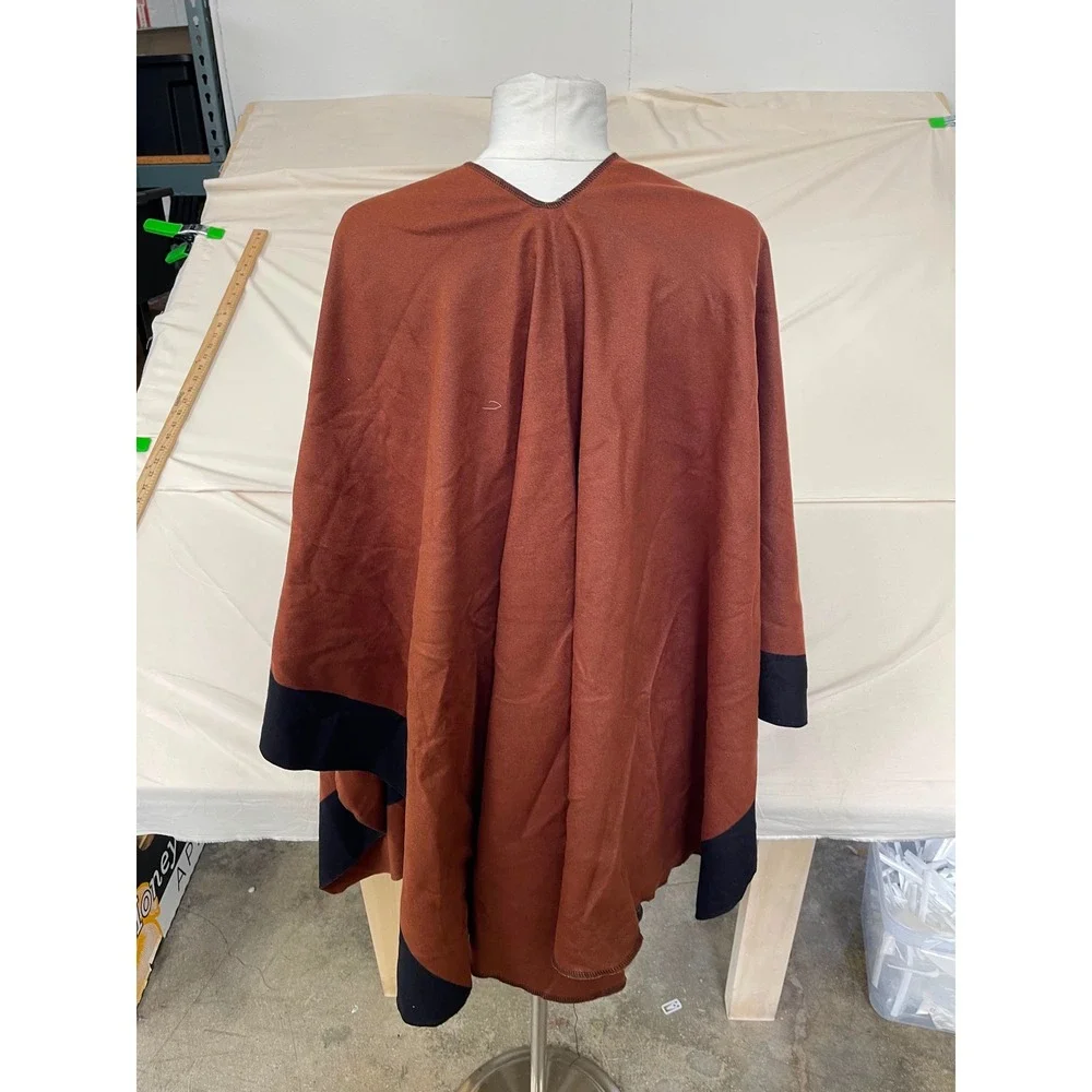 Unbranded Reversible Colorblock Poncho Wrap Rust Brown Black One Size NWT